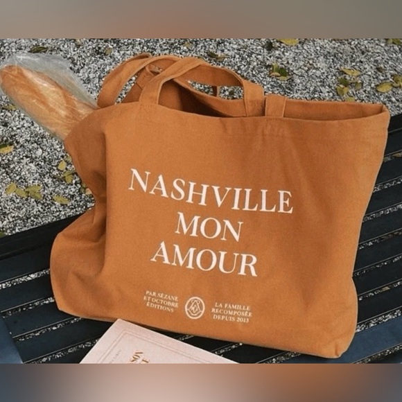 Sezane Handbags - Sezane Nashville Mon Amour Cotton Canvas Tote bag in a mustard/orange color.